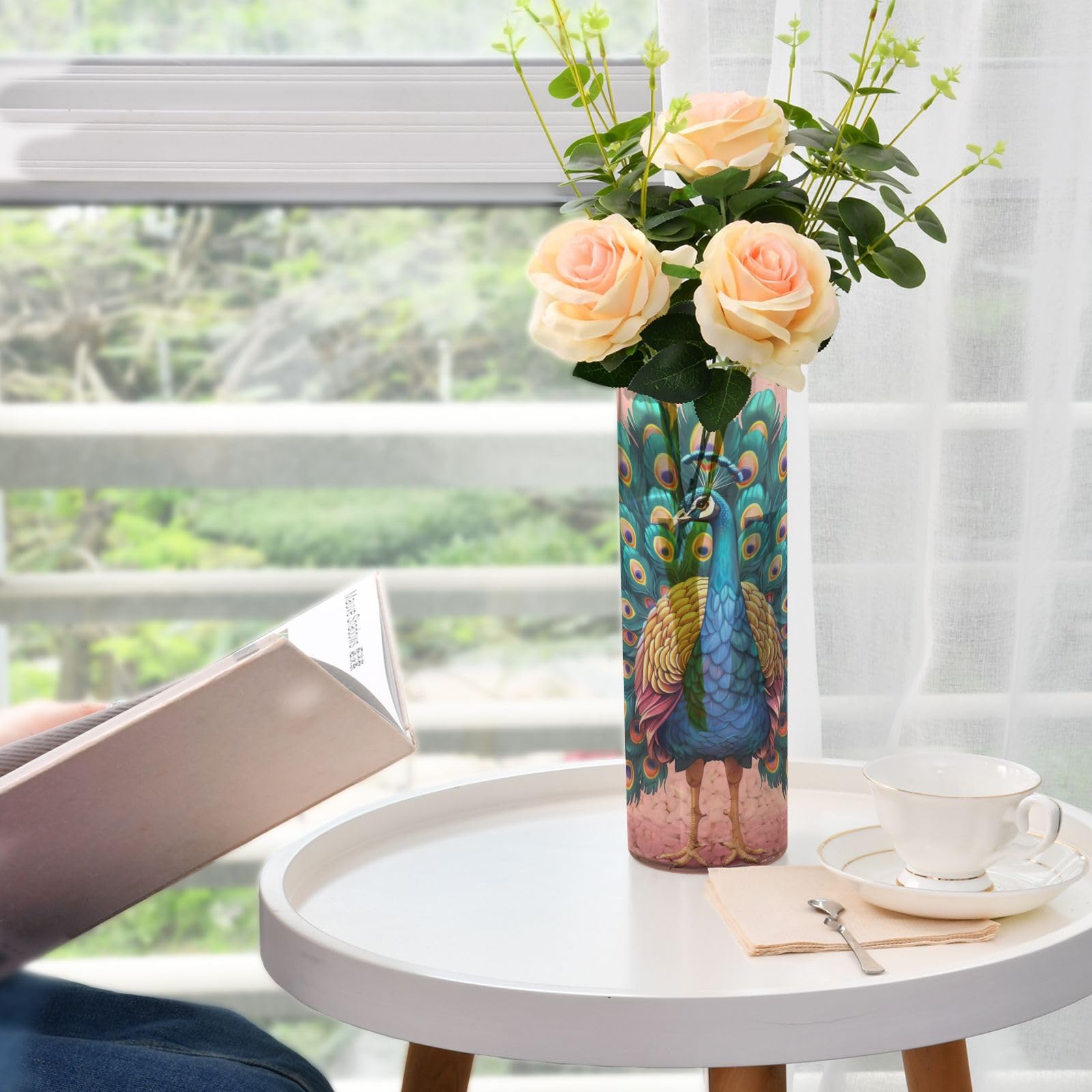 Amazon.com: Qilmy Peacock Opens Its Screen Vase for Flowers,Fine